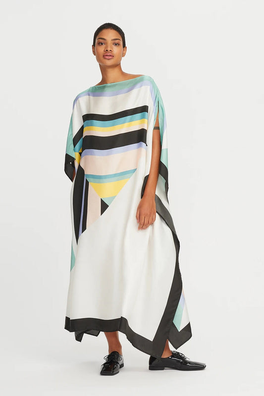 Colorful Print With Premium Silk Fabric Womens Kaftan