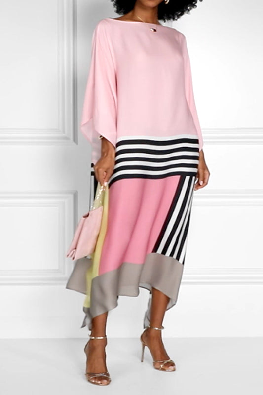 Pink Color With Abstract Lining Design Womens Kaftan