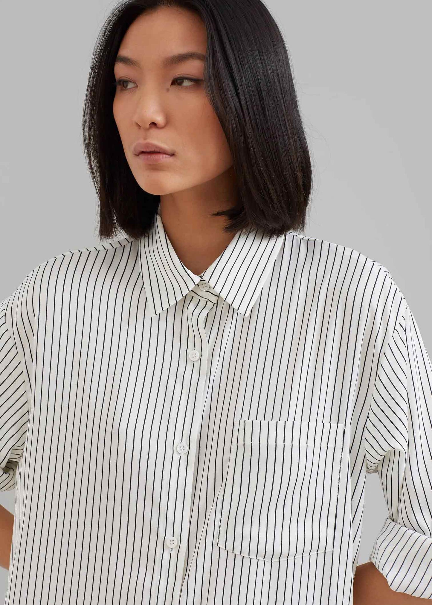 Hue Black And White Strips Shirt Dress