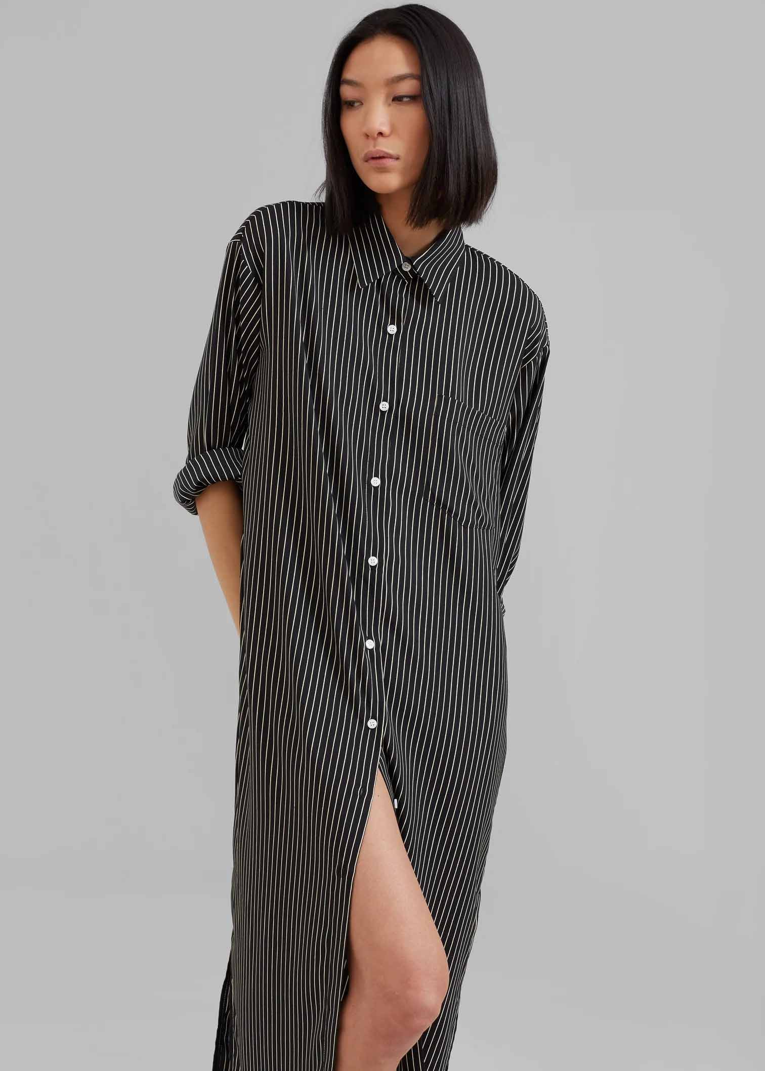 Hue Black And White Strips Shirt Dress