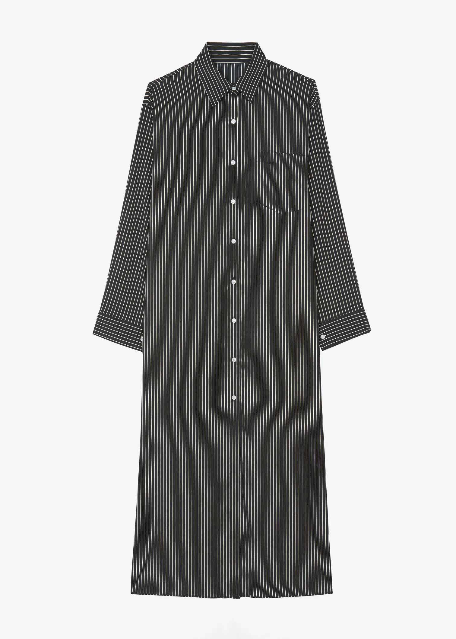 Hue Black And White Strips Shirt Dress