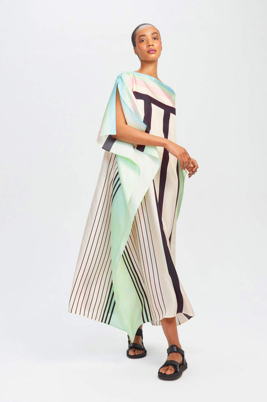 Womens Kaftan With Beautiful Geometric Print Made With Soft Silk Fabric