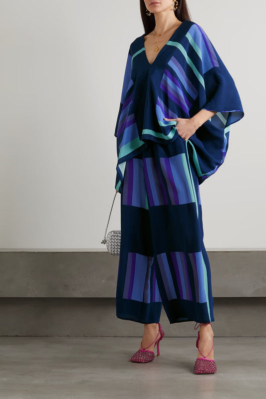 Navy Blue And Purple Color Premium Soft Silk Co ord Set 