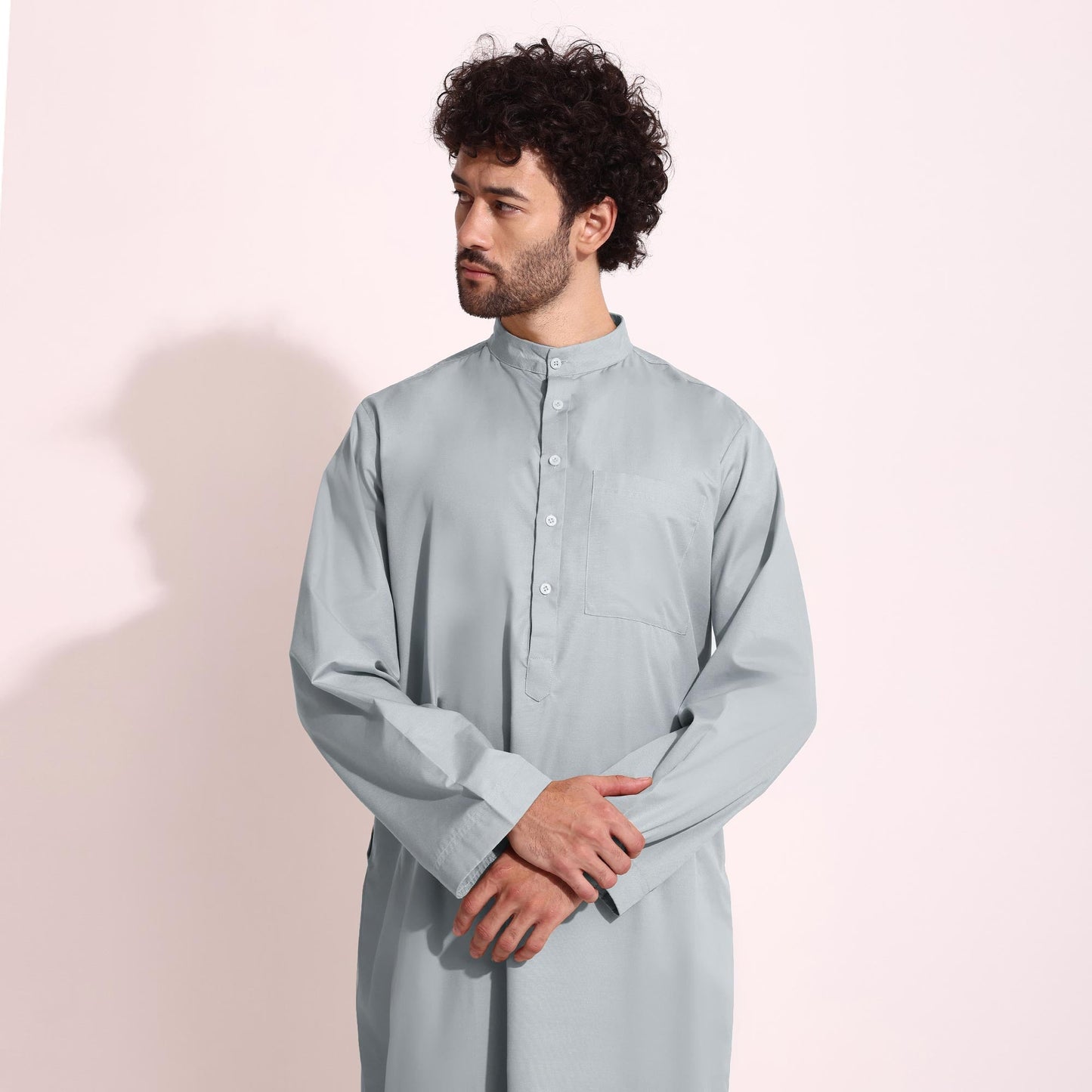 Mens Cotton Fabric Formal Thobe Beige Color