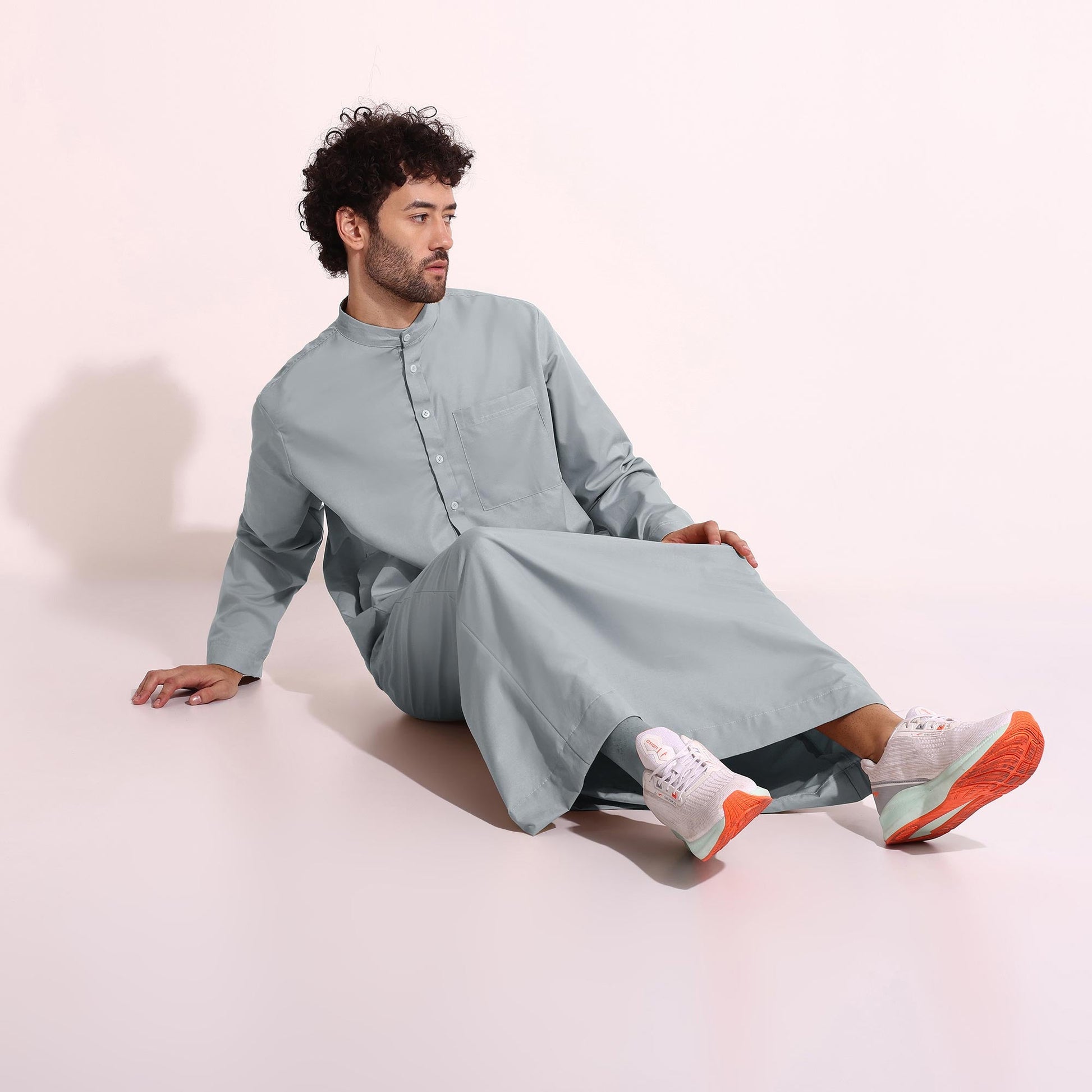 Mens Cotton Fabric Formal Thobe Beige Color