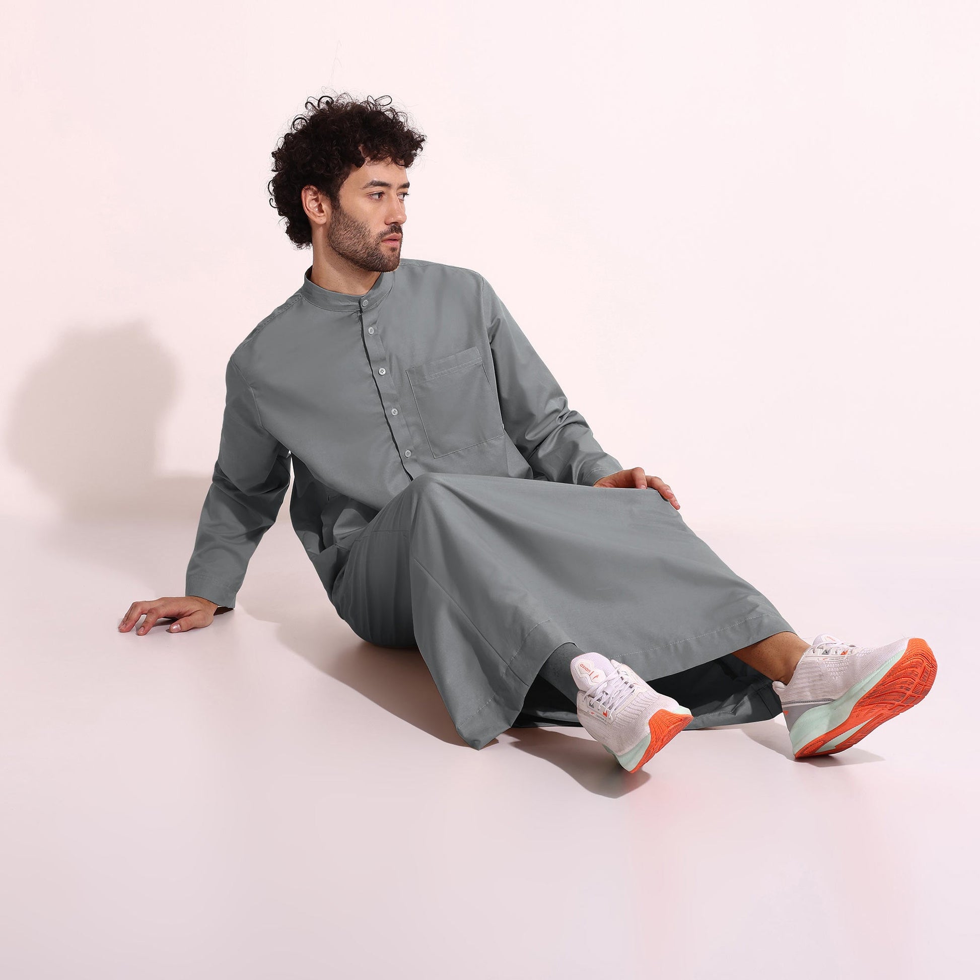 Mens Cotton Fabric Formal Thobe Beige Color