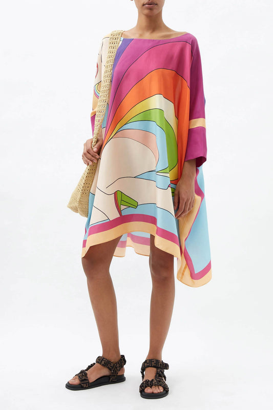 Colorful Wave Print Womens Kaftan